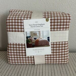 NWT King Mini Gingham Duvet and Sham Set Camel - Threshold